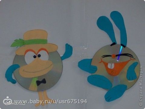 Поделка из дисков с пластилином Поделка из дисков с пластилином