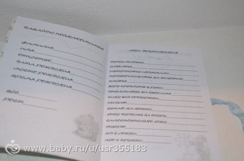 И еще дневничок для мамы мальчика!
