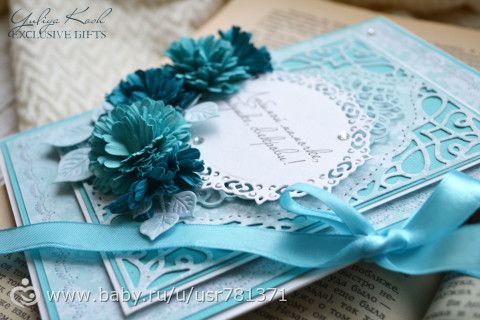 Открытка с самодельными цветами)