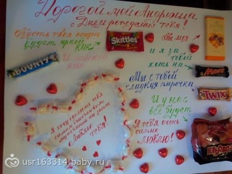 Сладкая открытка на годовщину свадьбы, днем рождения мальчикам