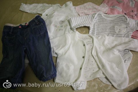 Отдам вещи на девочку 1-5 месяцев