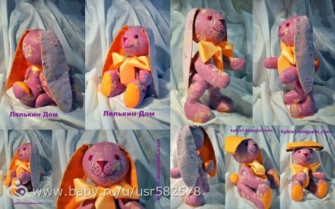 Игрушки ручной работы Зайка розовый бантик